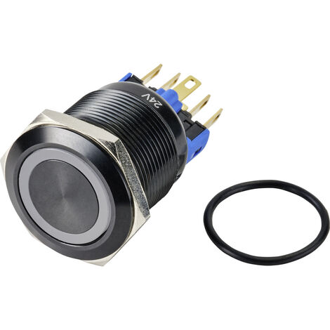 TRU COMPONENTS TC-9428220 GQ22-11ZE/B/12V/A Drucktaster 250 V/AC 3 A 1 x Aus/Ein rastend Blau  IP65