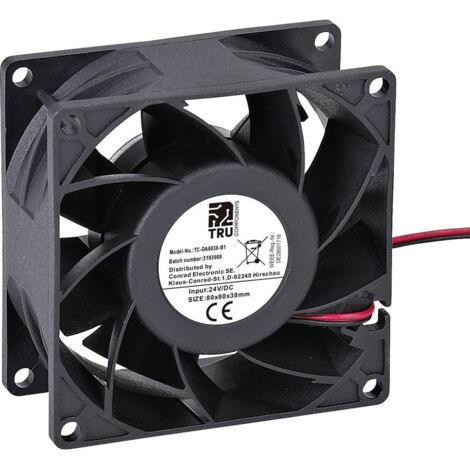 TRU COMPONENTS TC-DA8038-B1 Ventilateur axial 24 V/DC 110 m³/h (L x l x H) 80 x 80 x 38 mm Q028863