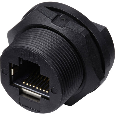 TRU COMPONENTS TC-E13T-FR6-PPF RJ45-Buchse für rückseitige Montage auf Leiterplatten IP67 (mit Gewin