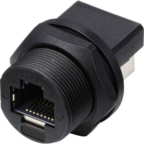 TRU COMPONENTS TC-E13T-FR6-PRF-180 Femelle RJ45 sur femelle (180°), femelle monté à l'arrière IP67 (avec filetage) TC-13543656 Nombre de pôles 8 Y630913