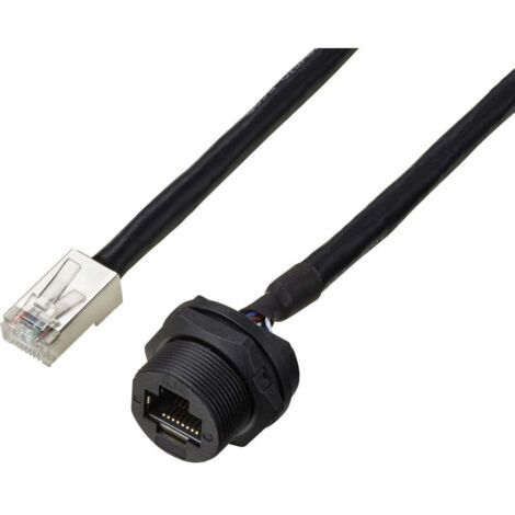 TRU COMPONENTS TC-E13T-FR6-PWF/MR6-NCA-0.5PV-JD Prise RJ45 pour montage à l'arrière avec câble IP67 (filetage) CAT6A, 0,5 m TC-13543648 Nombre de p Y630953
