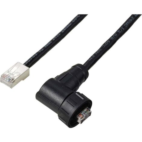 TRU COMPONENTS TC-E13T-MR5-MCD/NCA-0.5PV-S Câble RJ45 mâle à angle droit IP67 (filetage) CAT5E 0,5 m TC-13543636 Nombre