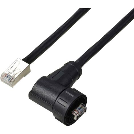 TRU COMPONENTS TC-E13T-MR6-MCD/NCA-0.5PV-S Câble mâle à angle droit RJ45 IP67 (filetage) CAT6A, 0,5 m TC-13543640 Nombre de pôles 8 noir 1 pc(s) Y630973