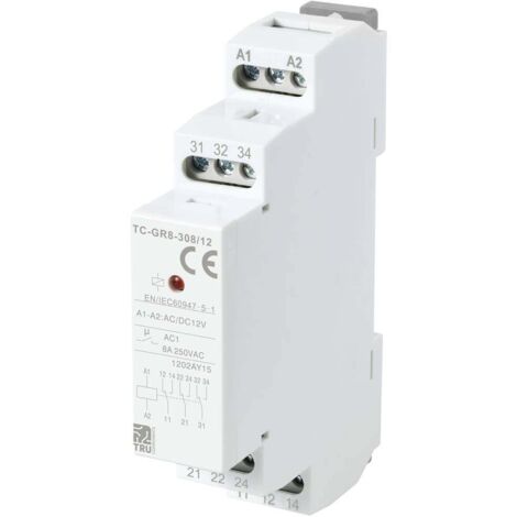 TRU COMPONENTS TC-GR8-308/12 CONTACT AUXILIAIRE 3 INVERSEURS (RT) 12 V/AC, 12 V/DC 8 A 1 PC(S) TC-11988856