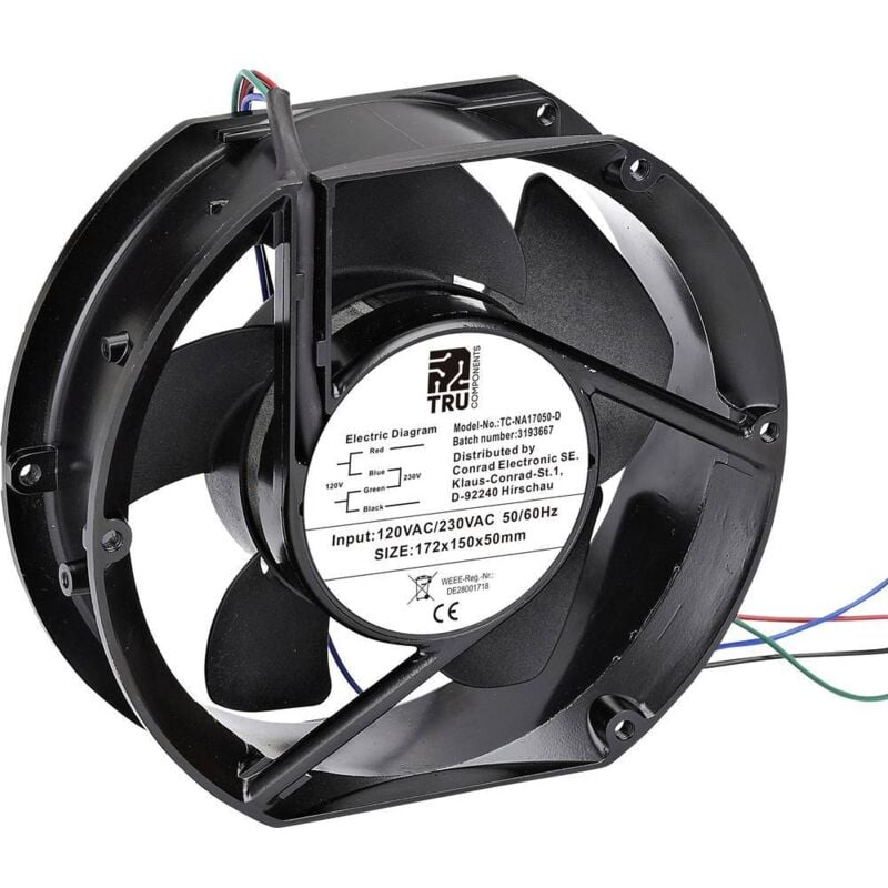 TC-NA17050-D Ventilateur axial 230 v/ac, 120 v/ac 310 m³/h (l x l x h) 172 x 150 x 50 mm - Tru Components