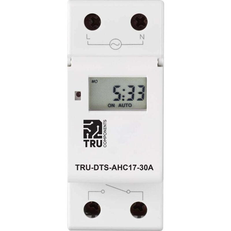 TRU-DTS-AHC17-30A Interrupteur horaire pour rail Tension de fonctionnement: 230 v/ac 1 inverseur (rt) 30 - Tru Components