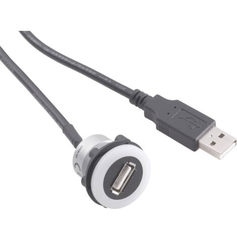 TRU COMPONENTS USB-05-BK Presa USB Presa, Spina Presa USB tipo A, illuminata su spina USB tipo A con cavo da 60 cm Cont
