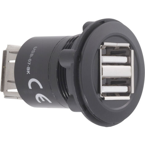 TRU COMPONENTS USB-07-BK USB-Doppeleinbaubuchse 2.0 Buchse, Einbau, Adapter 2 x USB-Buchse Typ A auf