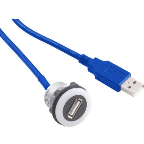 TRU COMPONENTS USB-12-BK Presa da pannello USB 3.0 Presa Presa USB tipo A, su spina USB tipo A con cavo da 60 cm Conten