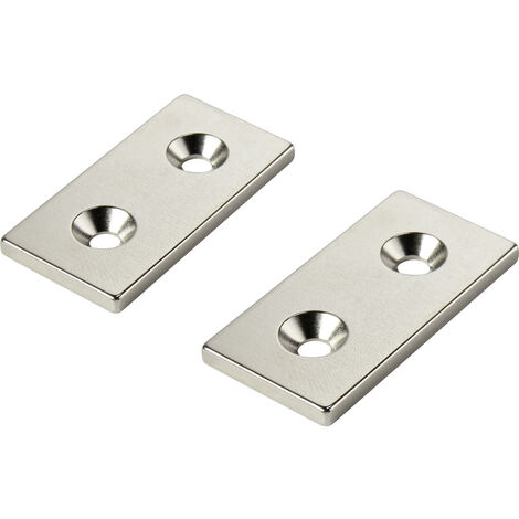 TRU COMPONENTS W40L20T3-2M4 Permanent-Magnet Rechteckig (L x B x H) 40 x 20 x 3 mm N35   Grenztemper