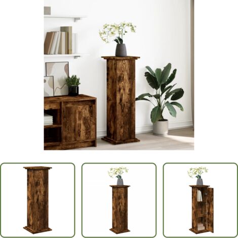 Truciolato -  Espositore con Portaoggetti Rovere Fumo 31x30x90cm Truciolato