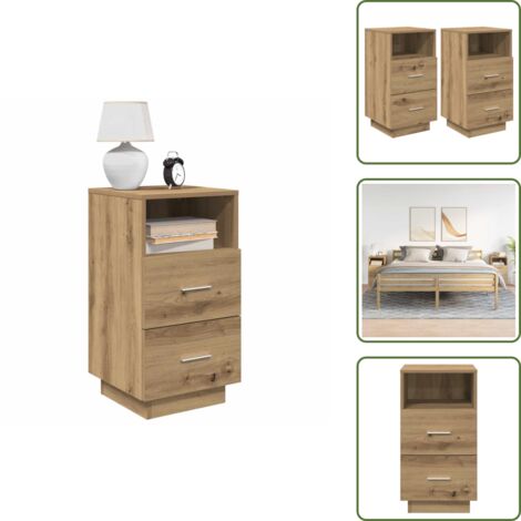Truciolato - vidaXL Comodini 2 pz con 2 Cassetti Rovere Artigianale 36x36x68 cm - Archiviazione