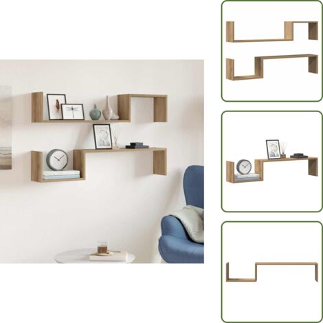 Truciolato - vidaXL Mensole da Parete 2 pz Artigianale 100x15x20 cm in Truciolato - Ripiano multifunzionale