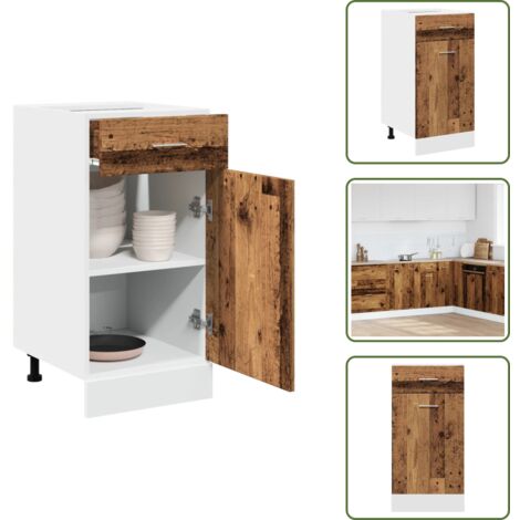 Truciolato - vidaXL Mobile con Cassetto “Lyon” Legno Antico 40x46x81,5cm - Spazio portaoggetti