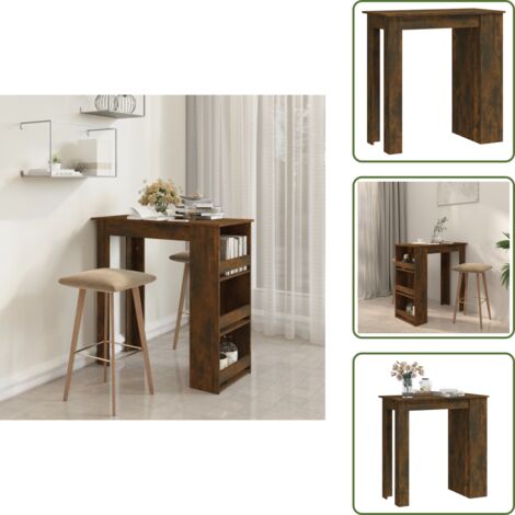 Truciolato - vidaXL Tavolo Bar con Ripiani Rovere Fumo 102x50x103,5cm in Truciolato - Tavolo da pranzo