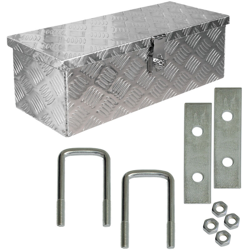 Truck Box Caisse de Transport Remorque Boîte à Outils Chequer Plaque en Alu D025 y compris matériel de montage trucky