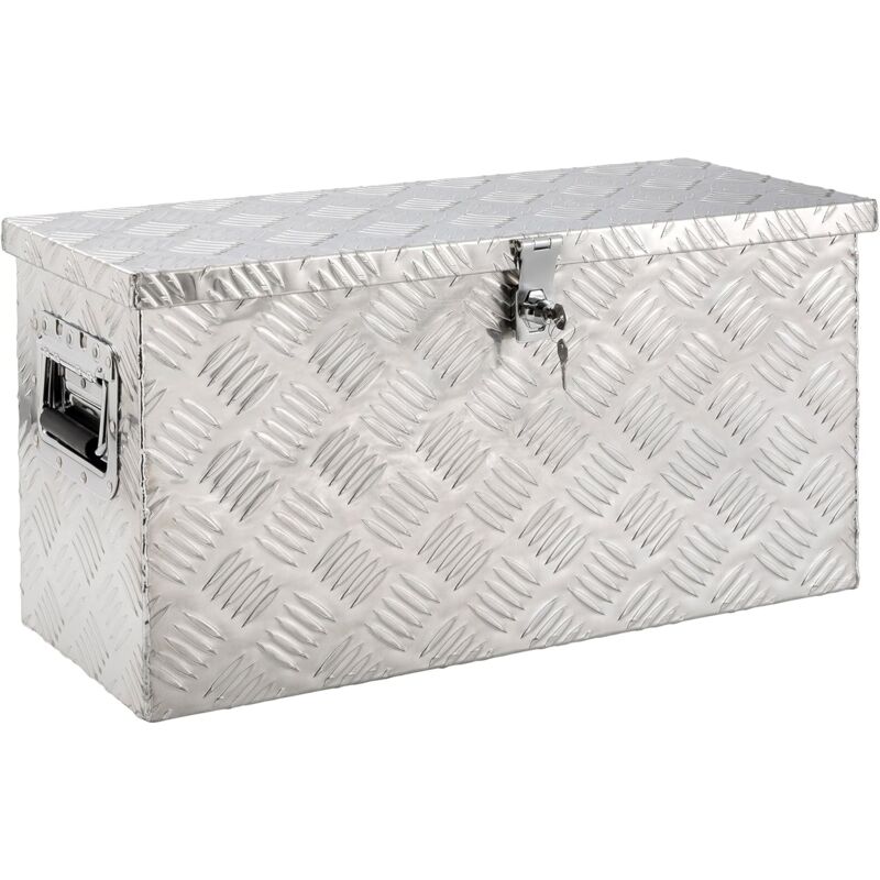 Boîte à Outils Boite de Rangement Transport Box Truckbox Aluminium 60 x 25 x 30 cm 40L Verrouillage avec 2 Clés - Arebos