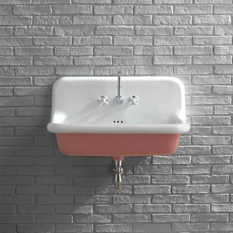 Bleu Provence - Lavabo scolastico in ceramica smaltata - 90 cm - True Colors - Rosa