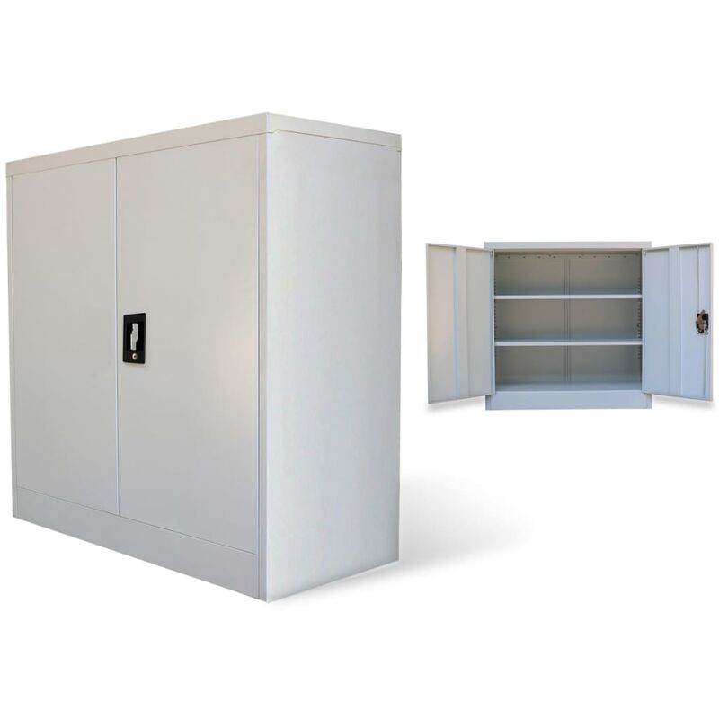 Armoire de bureau avec 2 portes Gris 90 cm Acier