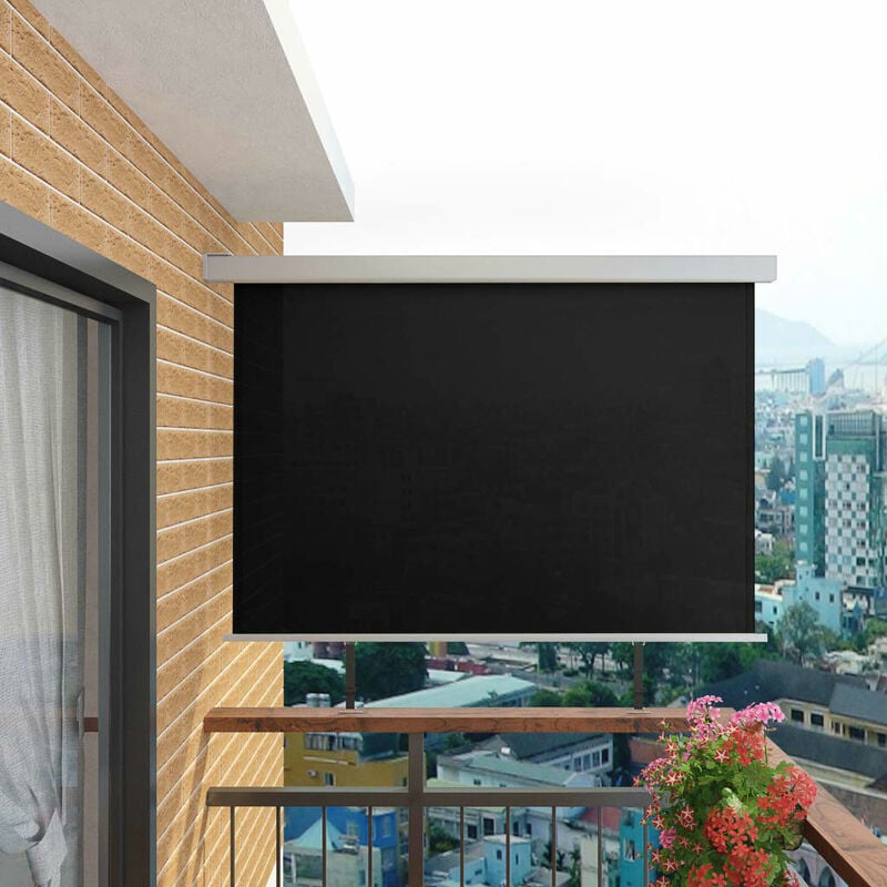 Auvent latéral de balcon multifonctionnel 180 x 200 cm Noir - True Deal