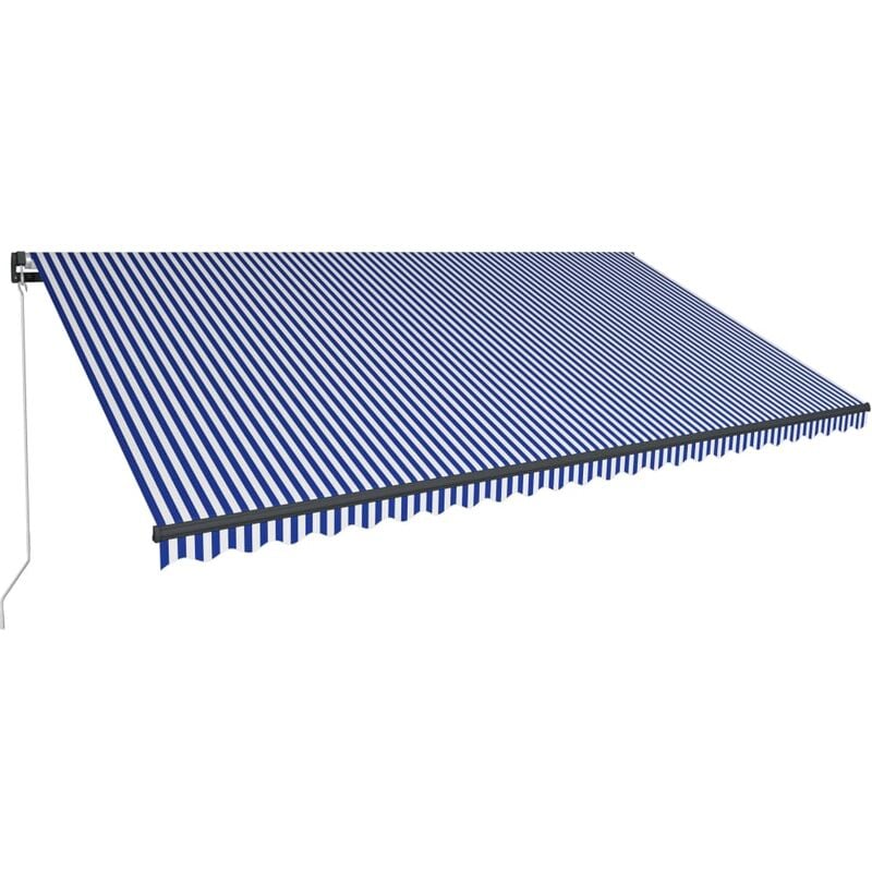 True Deal - Auvent manuel rétractable avec LED 600x300 cm Bleu et blanc
