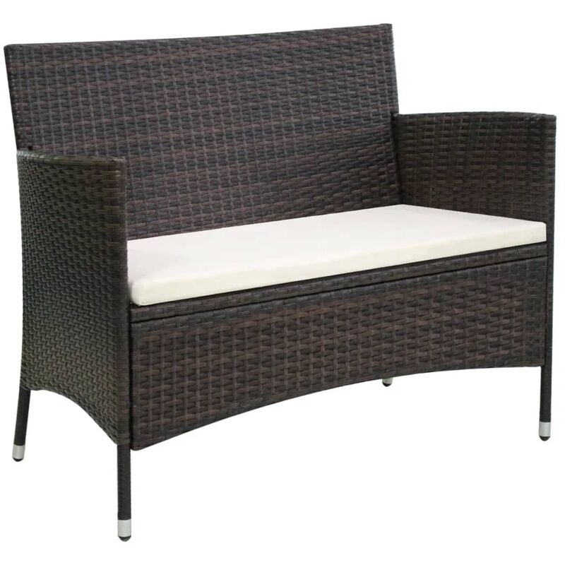 Banc de jardin 106 cm Résine tressée Marron