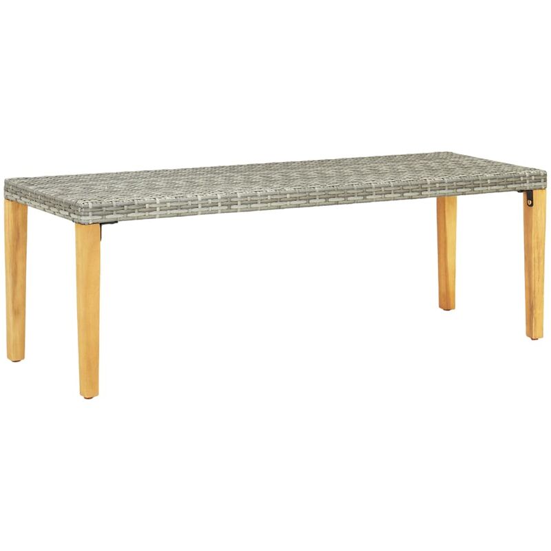 Banc de jardin 80 cm Résine tressée Gris