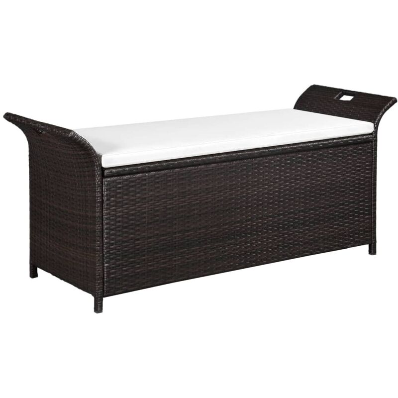 Banc de jardin avec coussin 138 cm Résine tressée Marron