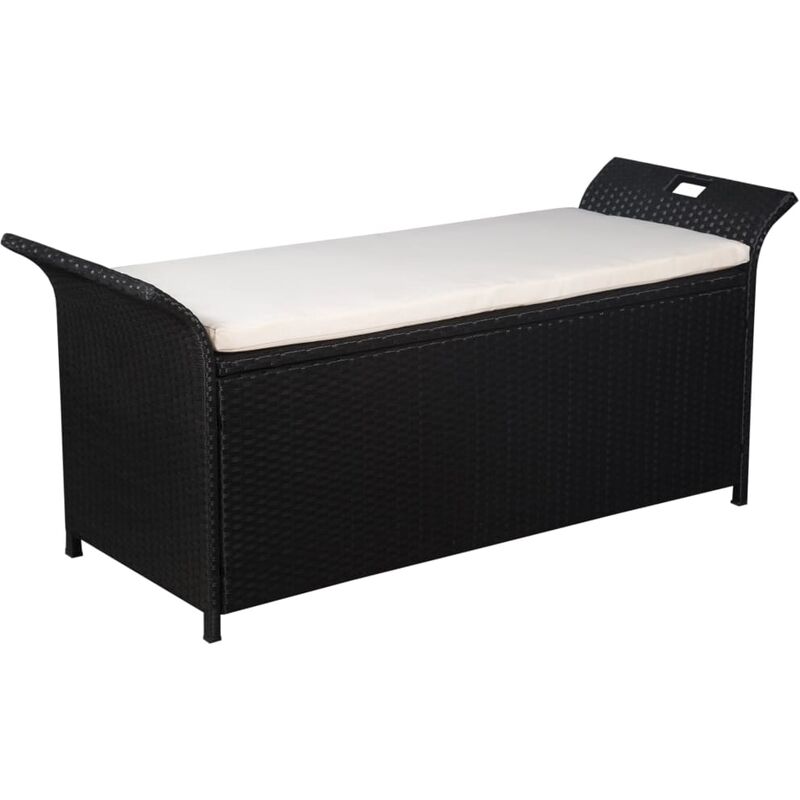 Banc de jardin avec coussin 138 cm Résine tressée Noir
