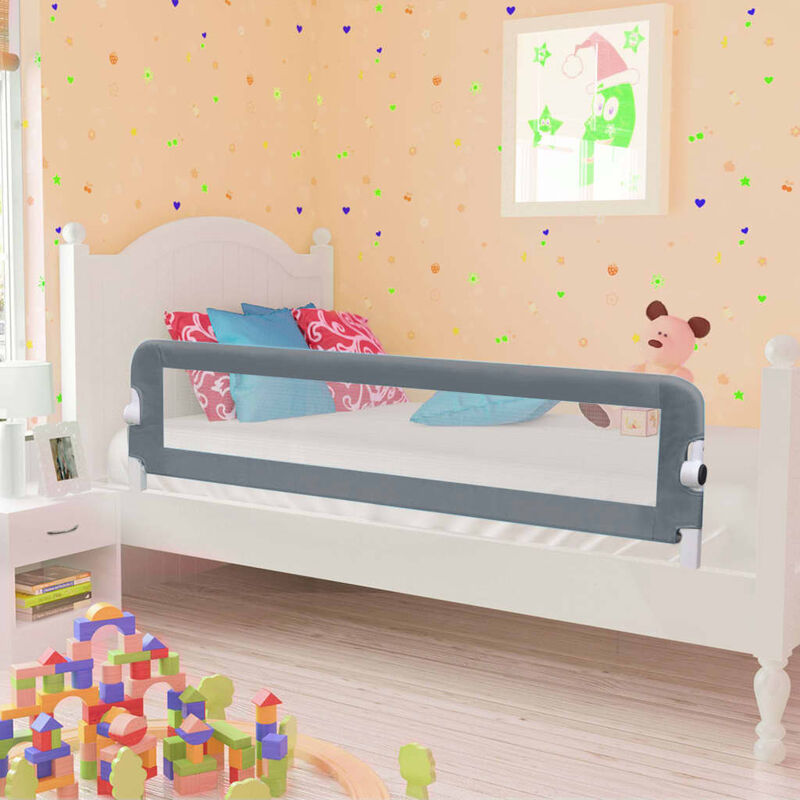 Rail de lit de sécurité/Barrière de sécuritéde lit enfant Gris 150x42 cm Polyester