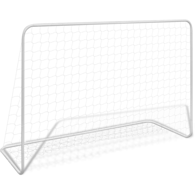 But de football avec filet 182x61x122 cm Acier Blanc