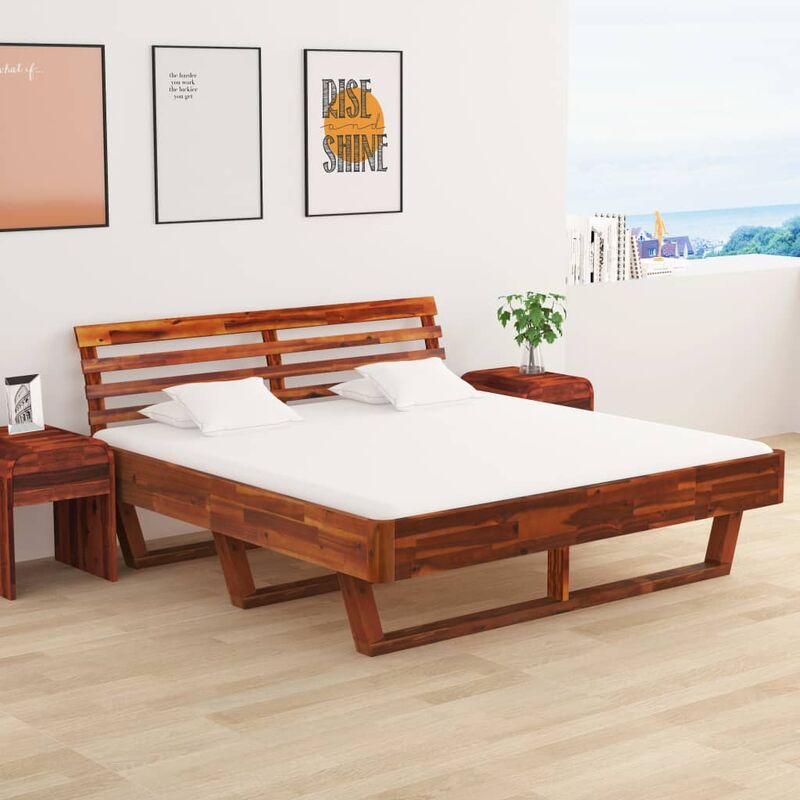 Cadre de lit Bois d'acacia massif 160x200 cm