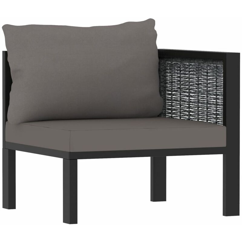 True Deal - Canapé d'angle gauche avec coussin Anthracite Résine tressée