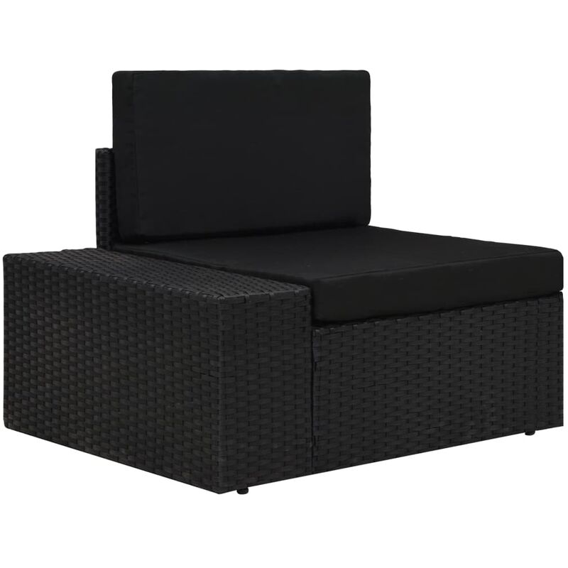 True Deal - Canapé d'angle sectionnel accoudoir droit Résine tressée Noir