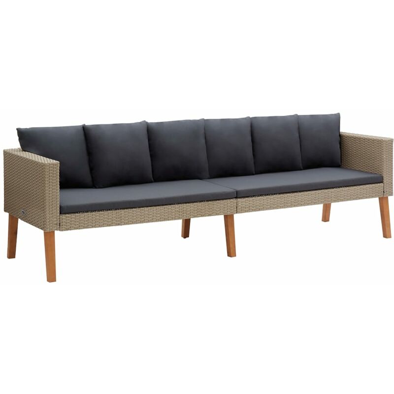 Canapé de jardin à 3 places avec coussins Résine tressée Beige