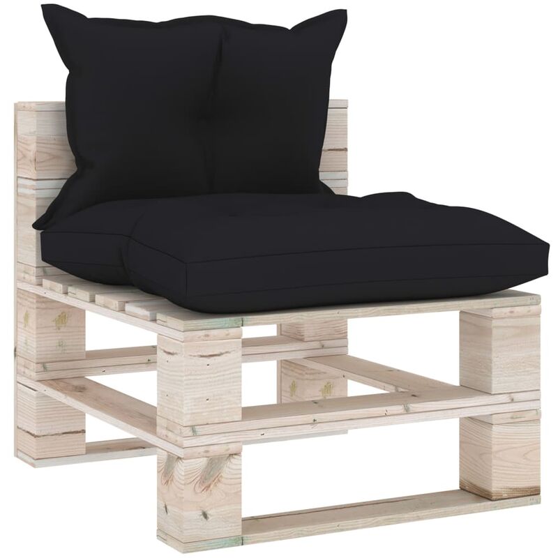 True Deal - Canapé de milieu palette de jardin avec coussins Bois de pin
