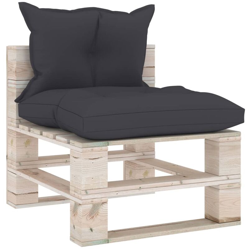 True Deal - Canapé de milieu palette de jardin avec coussins Bois de pin