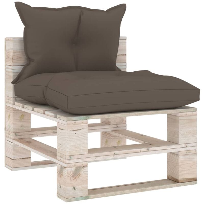 True Deal - Canapé de milieu palette de jardin avec coussins Bois de pin