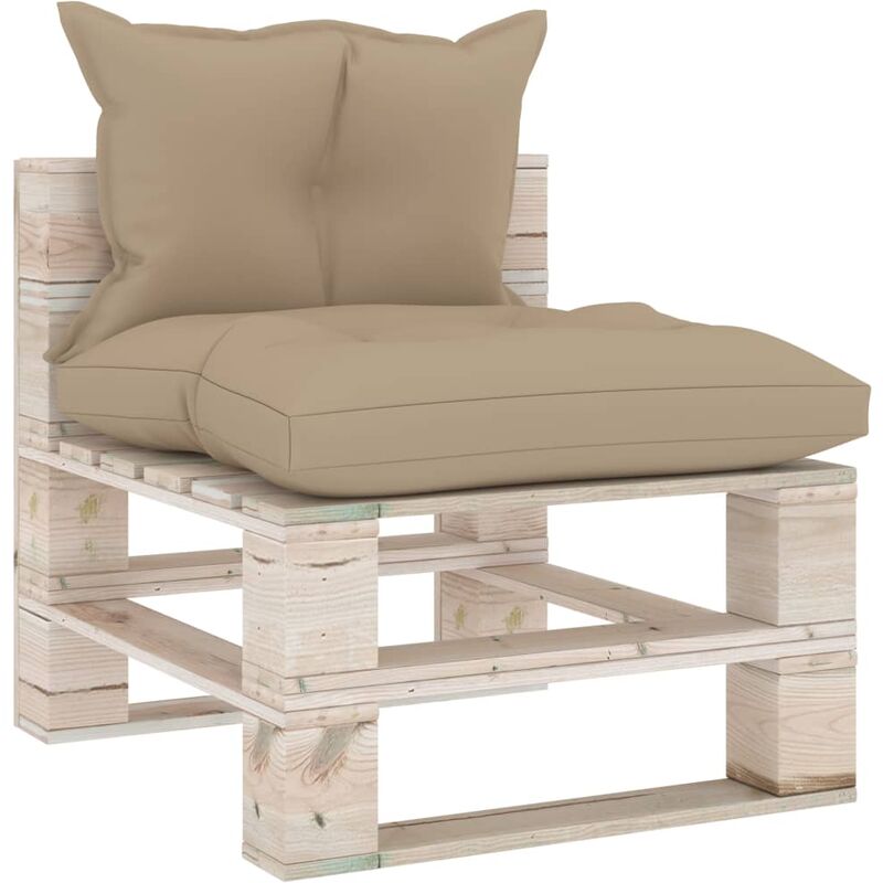 True Deal - Canapé de milieu palette de jardin avec coussins Bois de pin