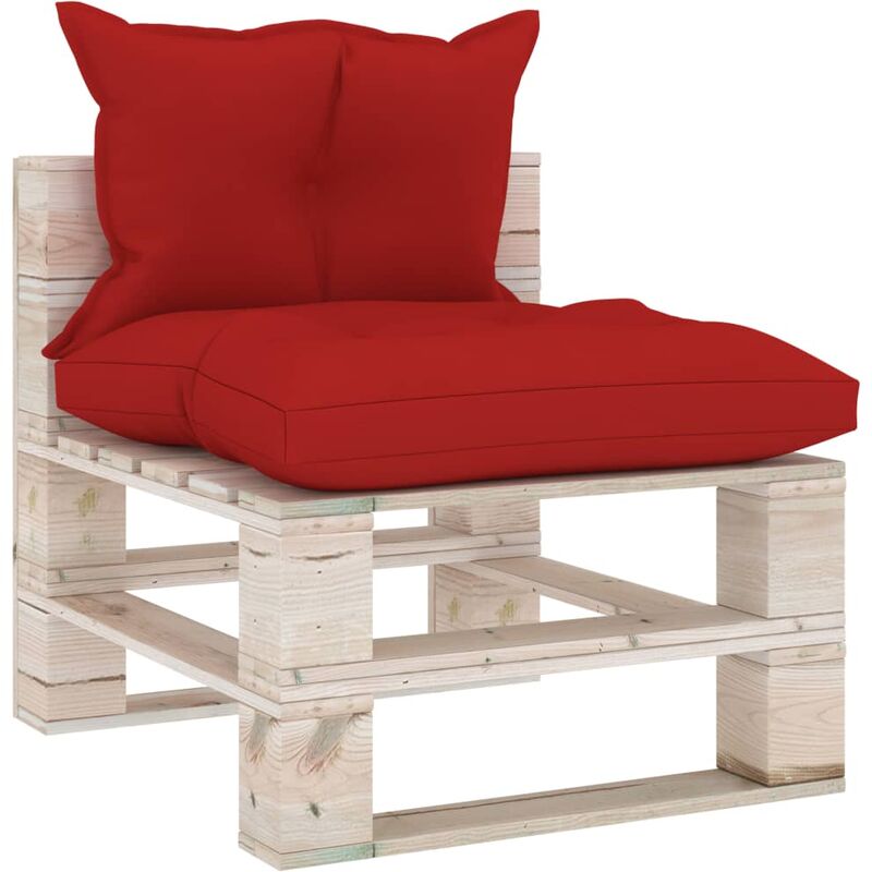 True Deal - Canapé de milieu palette de jardin avec coussins Bois de pin