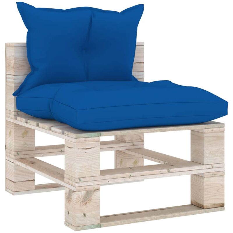 True Deal - Canapé de milieu palette de jardin avec coussins Bois de pin