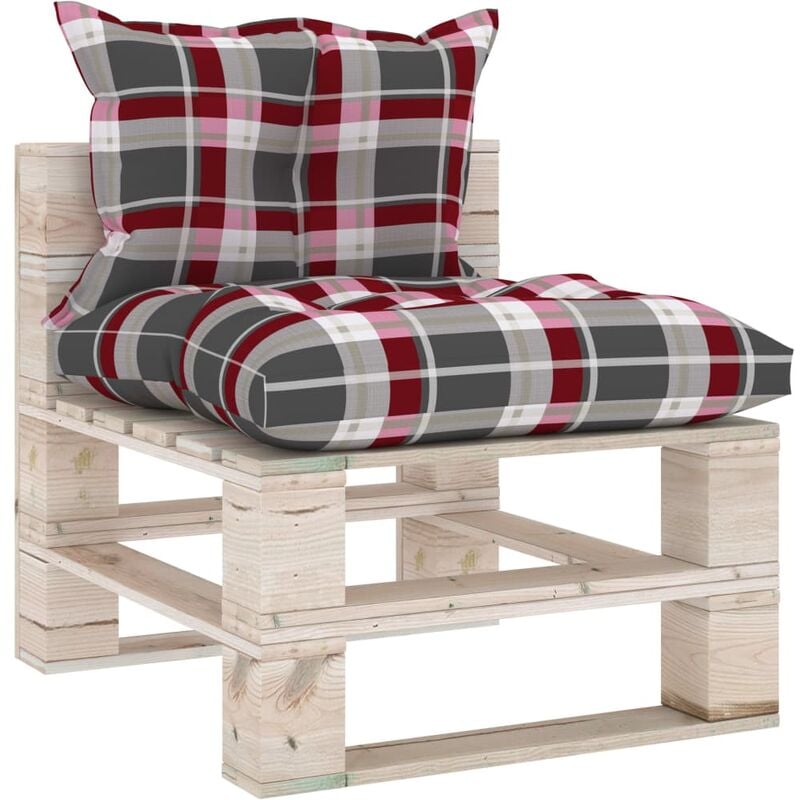 True Deal - Canapé de milieu palette de jardin avec coussins Bois de pin