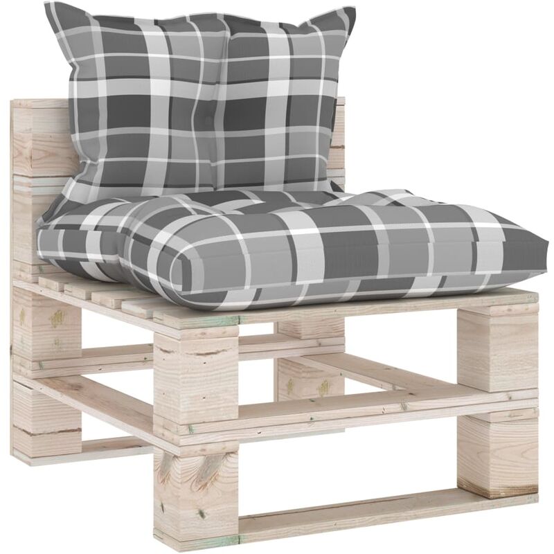 True Deal - Canapé de milieu palette de jardin avec coussins Bois de pin