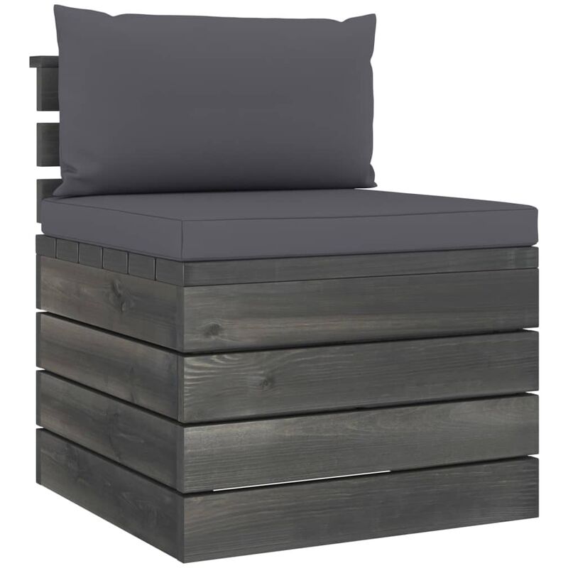 True Deal - Canapé de milieu palette de jardin avec coussins Bois de pin