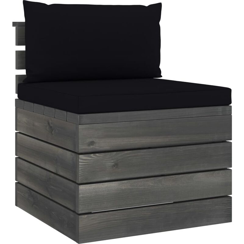 True Deal - Canapé de milieu palette de jardin avec coussins Bois de pin