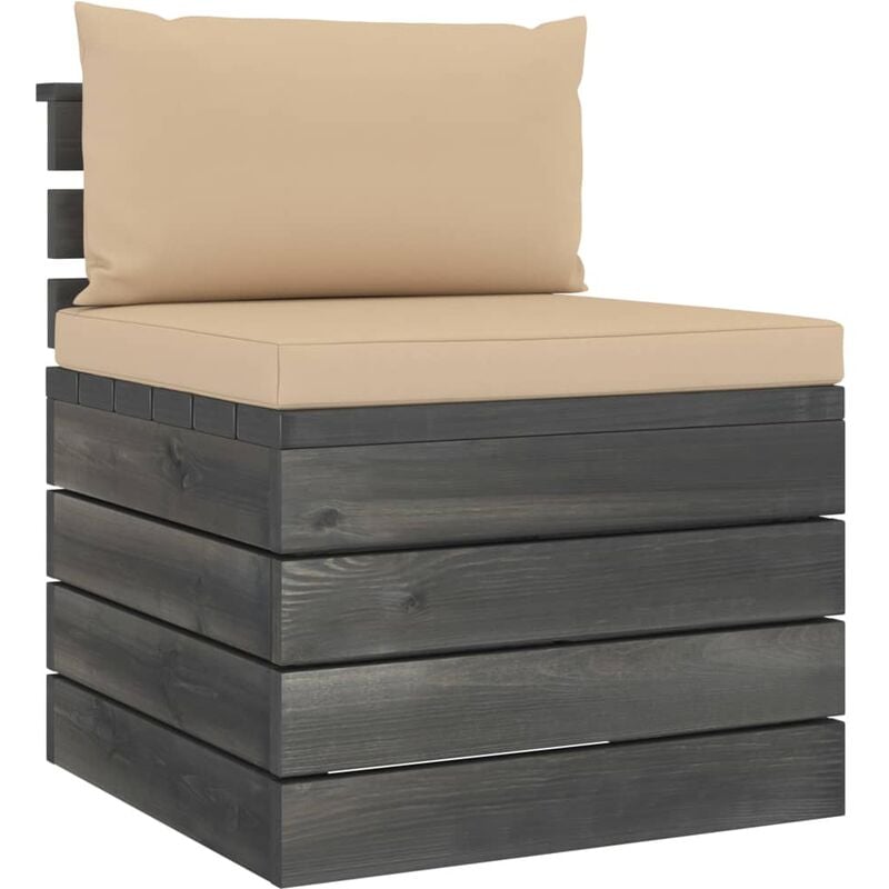 True Deal - Canapé de milieu palette de jardin avec coussins Bois de pin