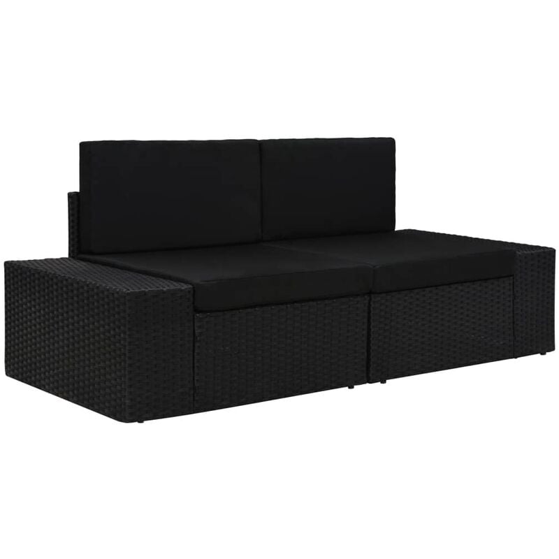 True Deal - Canapé sectionnel 2 places Résine tressée Noir