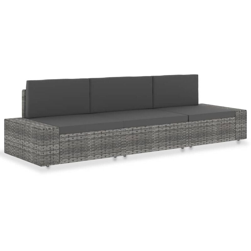 True Deal - Canapé sectionnel 3 places Résine tressée Gris