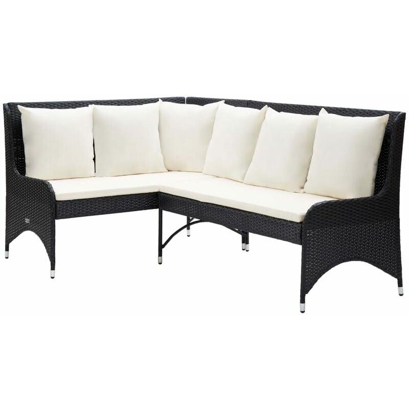 True Deal - Canapés d'angle de jardin 2 pcs Résine tressée Noir