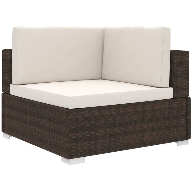 True Deal - Chaise d'angle 1 pc et coussins Résine tressée Marron